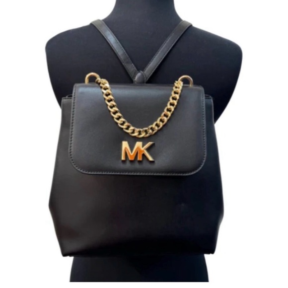 Michael Kors Mott Chain Leather Black Convertible Backpack - Picture 11 of 12